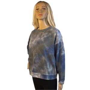Aaron & Amber Blue and Gray  and White Tie Dye Sweatshirt